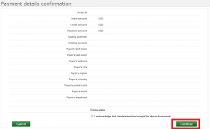 IFC Markets Skrill payment confirmation