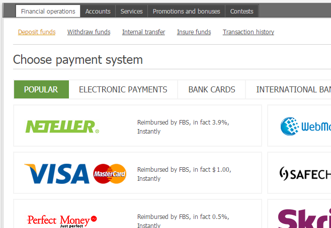 FBS deposit method