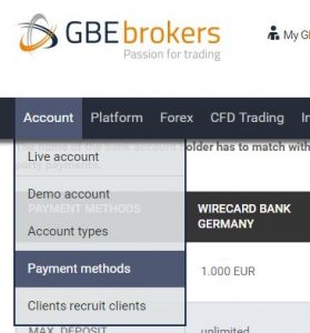 gbe brokers payment method deposit