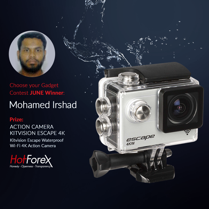 HotForex - HotForex's Choose Your Gadget Contest! A trader gets Action Camera Kitvision Escape 4K!