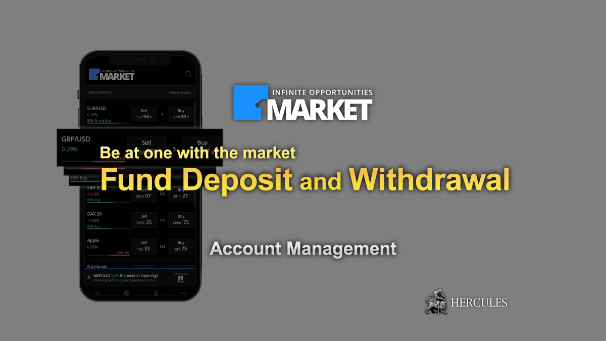 1Market - How to deposit and withdraw funds to/from 1Market account?